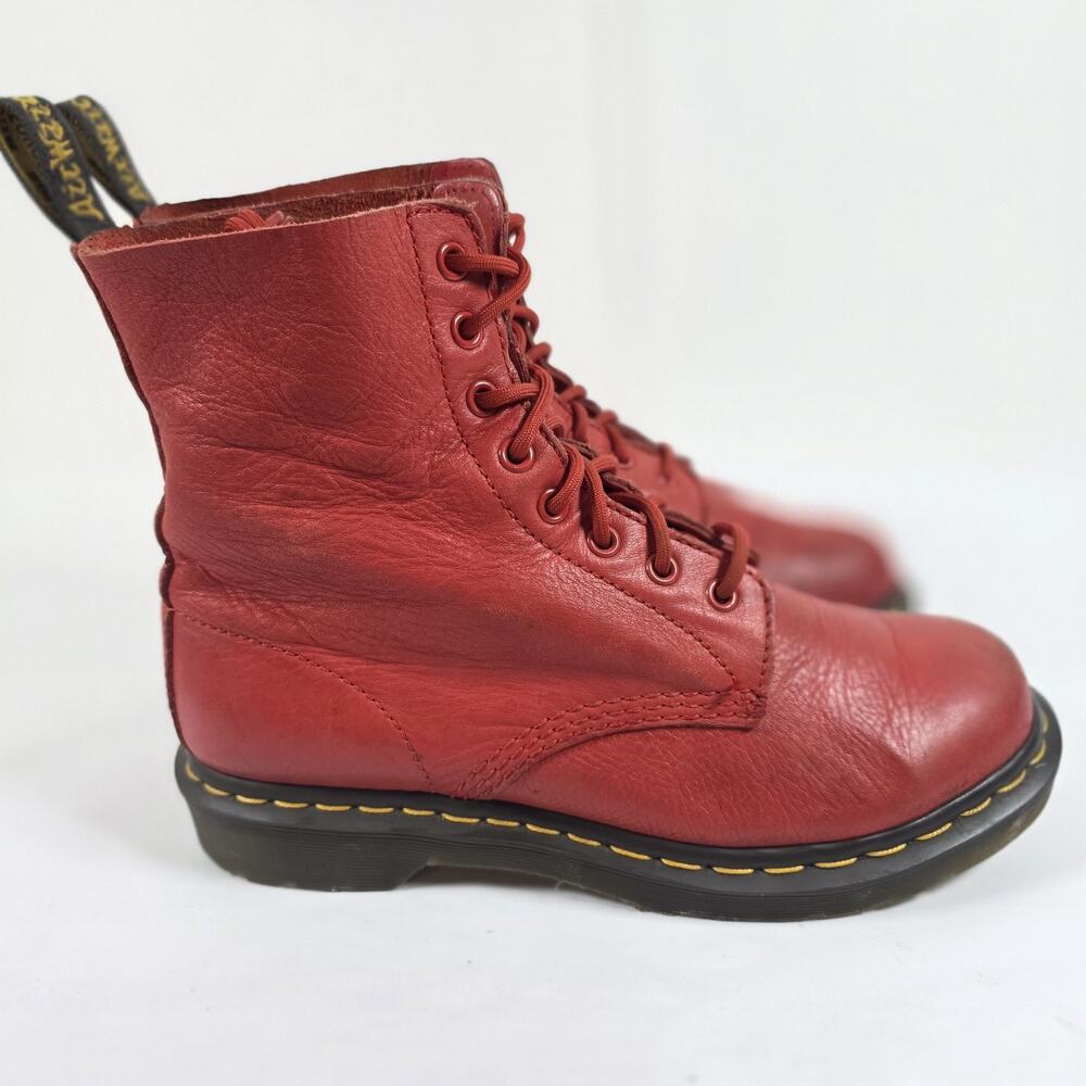Dr Martens Pascal 8 Eye Boots Womens US 9 EU 41 Red Leather Lace Up Combat - Picture 6 of 10